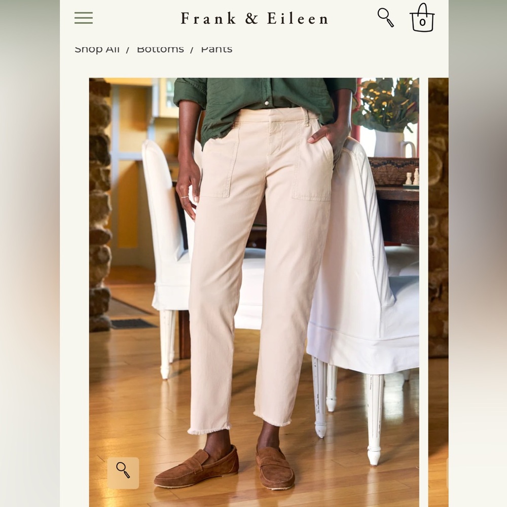 Frank Eileen Size 4 Khaki Italian Peached
Twill Blackrock Chino Utility Pant